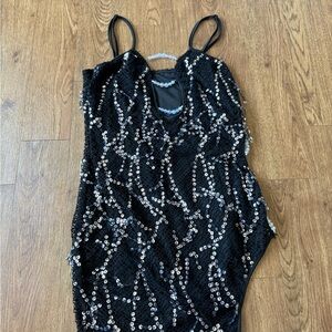 Sequin Embellished Black Dress